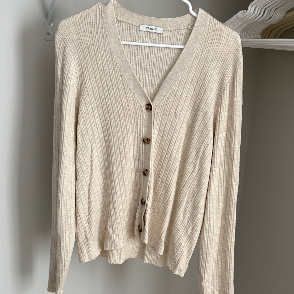 Madewell Beige Button-Up Cardigan